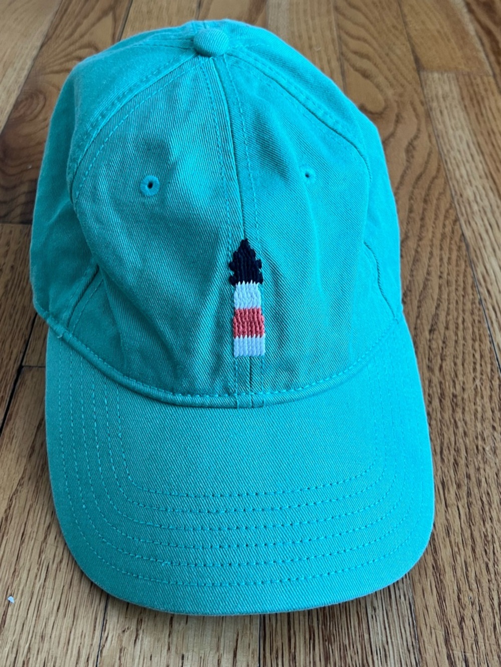 Harding Lane Teal Embroidered Lighthouse Baseball Cap Adjustable Preppy Country